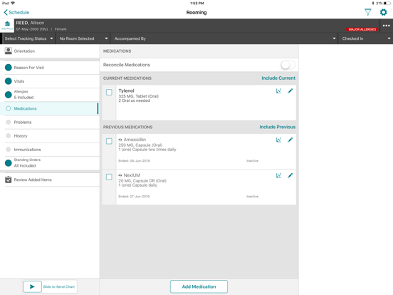 Veradigm EHR Rooming iPad screenshot
