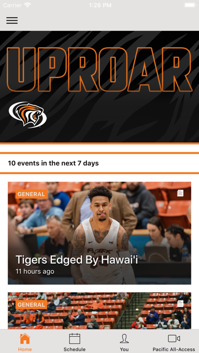 Pacific Tigers Athletics Screenshot