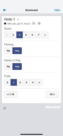 Game screenshot BlueGolf Scorecard hack