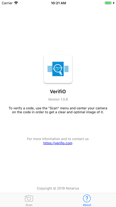 VerifiO iPhone screenshot