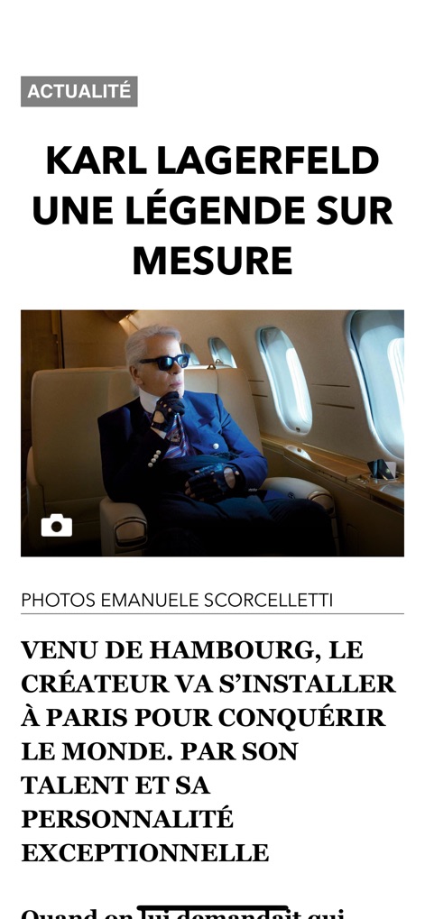 L'ancienne app Paris Match - paris-match-karl-lagerfeld-article