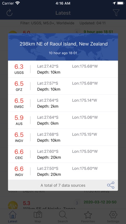 Earthquakes  - Latest & Alert