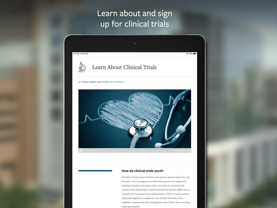 Texas Heart Institute iPad screenshot 1 - Health & Fitness app