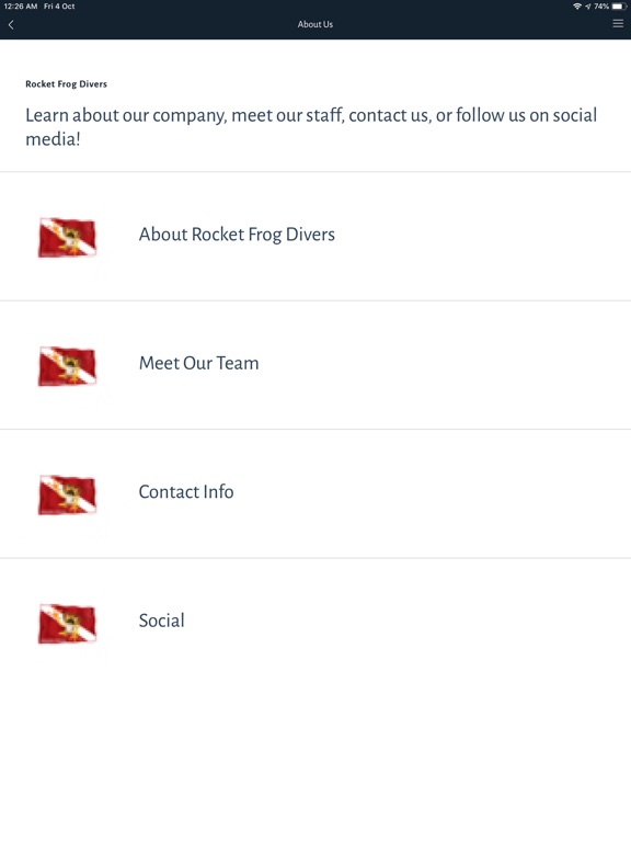 Rocket Frog Divers iPad screenshot 2 - Travel app