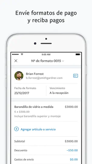 Captura de pantalla de PayPal Para Empresas en iPhone 3