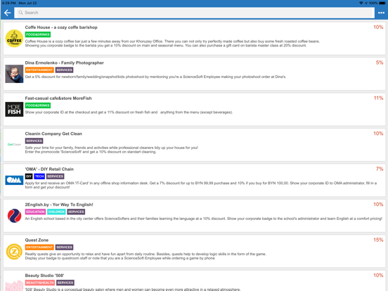ScienceSoft Discounts iPad screenshot 4 - Travel app