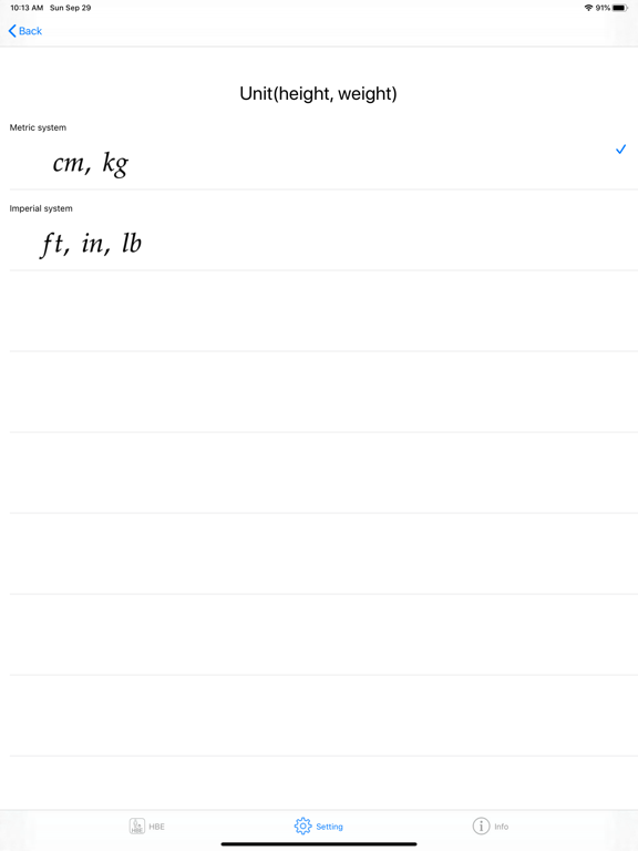 Harris Benedict Equation iPad screenshot