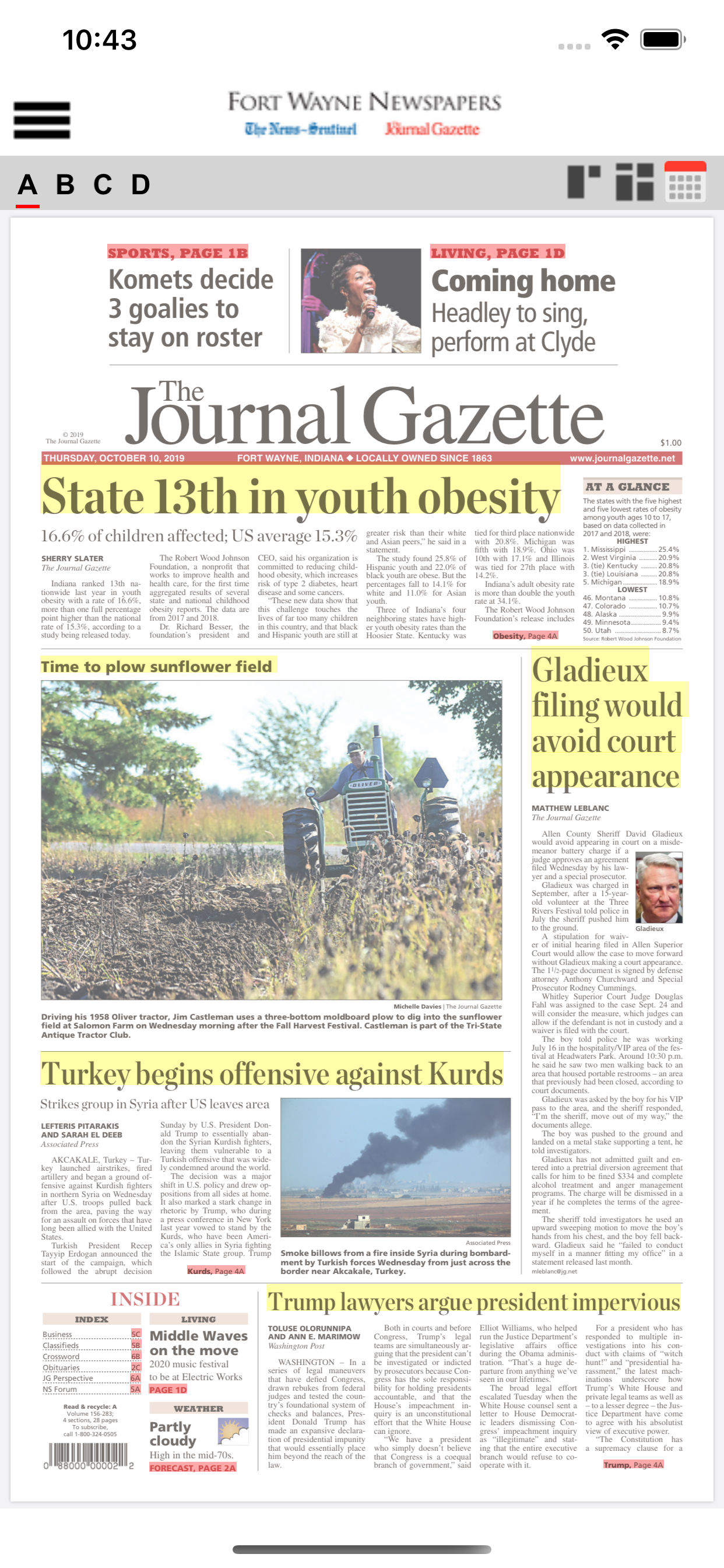 The Fort Wayne Journal Gazette screenshot 2