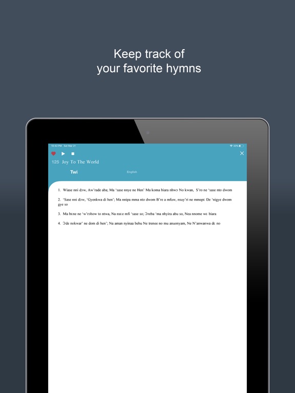 Twi Hymnal - SDA iPad screenshot 3 - Utilities app