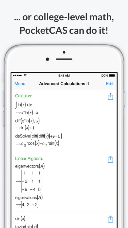 Mathematics with PocketCAS Pro