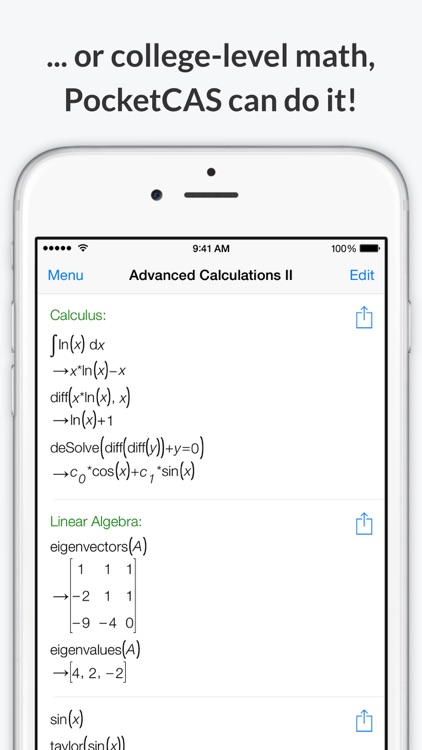 Mathematics with PocketCAS Pro