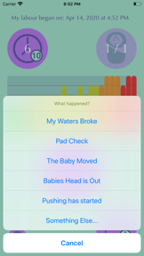 Contraction Time Tracker screenshot