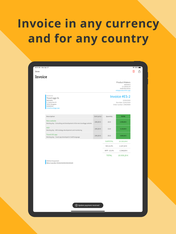 QI - Invoice & estimate maker iPad screenshot 3 - Business app