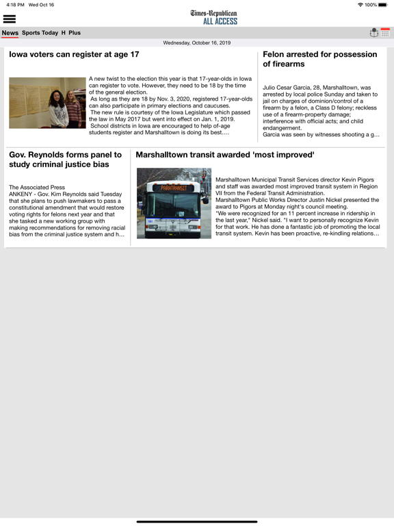 Times-Republican All Access iPad screenshot