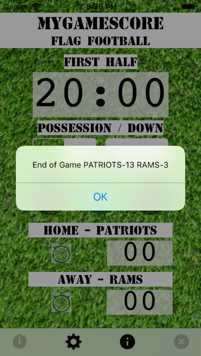 MyGameScore Flag Football Screenshot