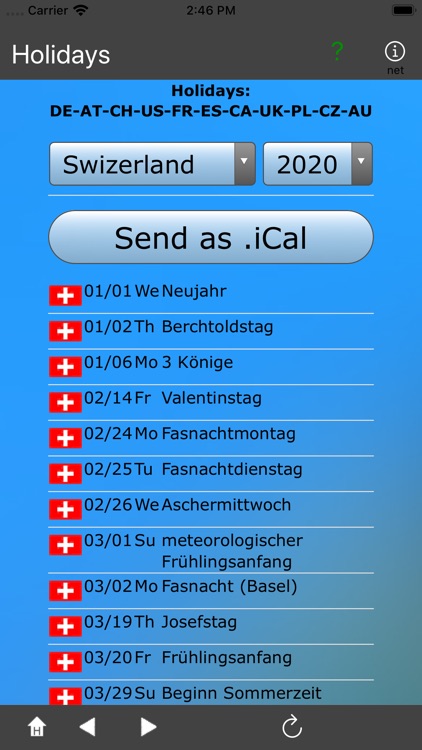 Holidays: Europa, USA