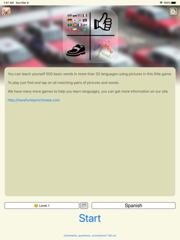 Language - English German Thai iPad screenshot