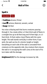 Pathfinder 2e Spell List screenshot