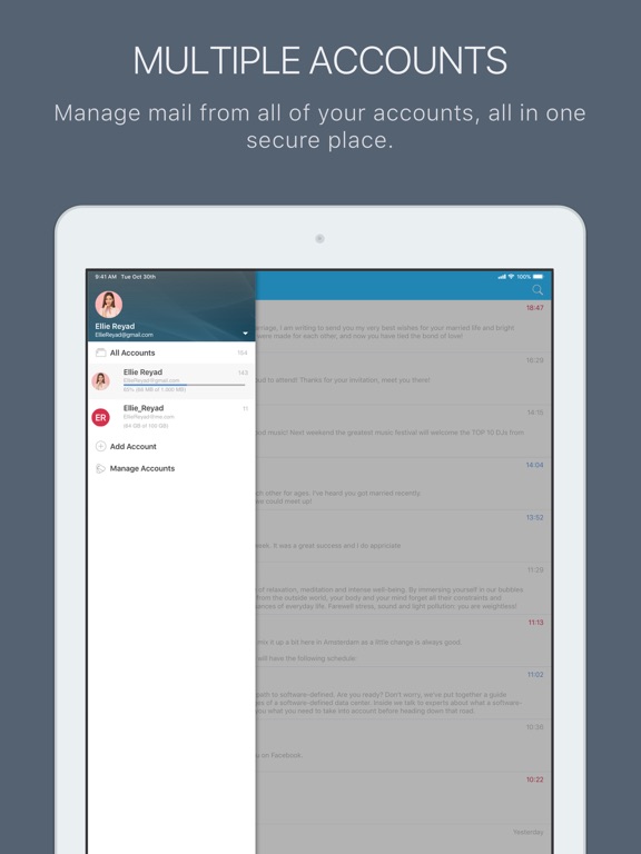 Mail2World iPad screenshot