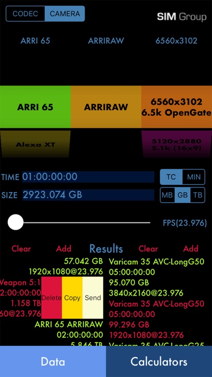 Sim DATA Calculator