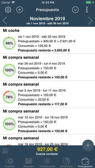 Captura de pantalla de My Budget Book en iPhone 9