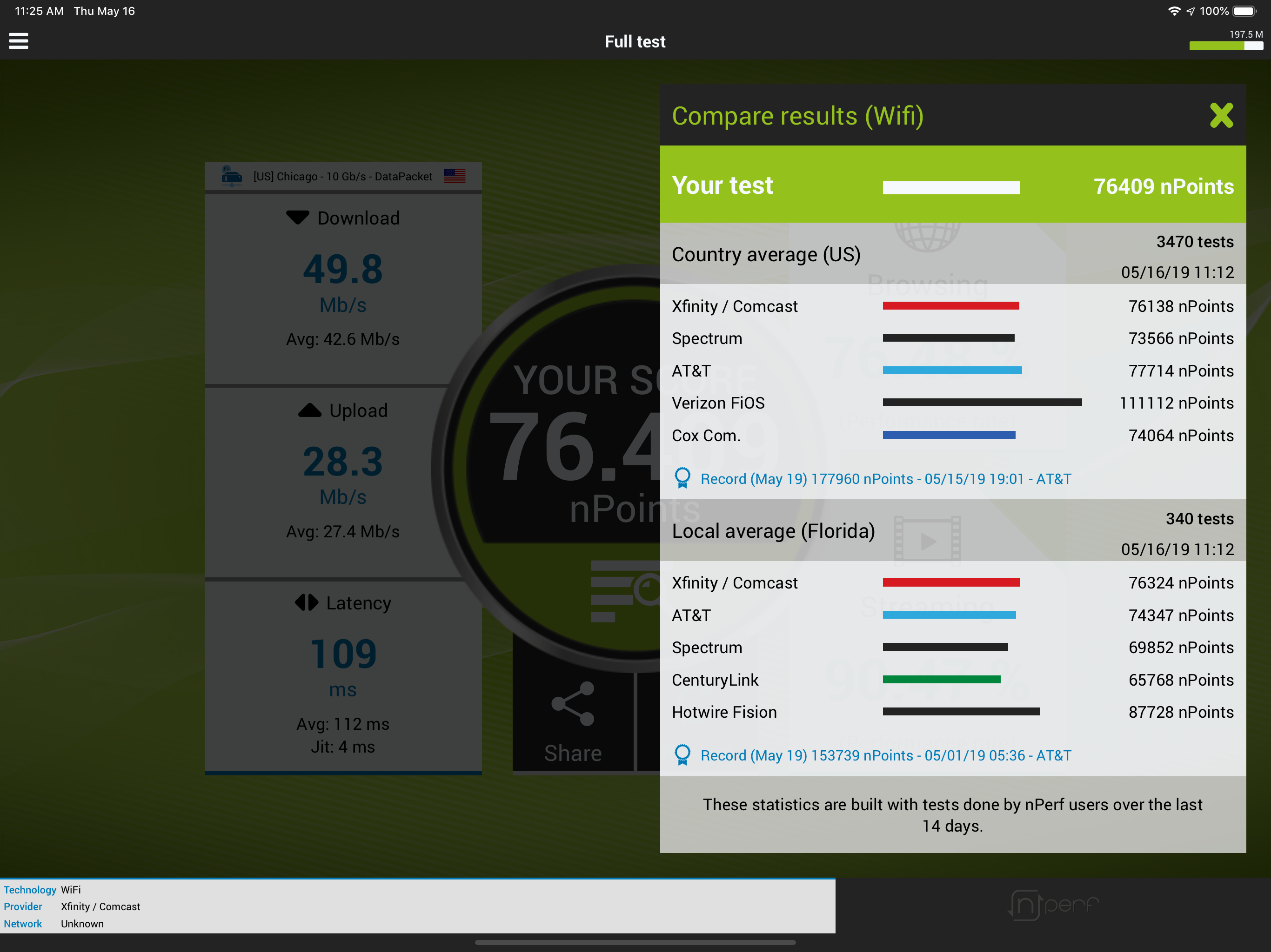 nPerf internet speed test