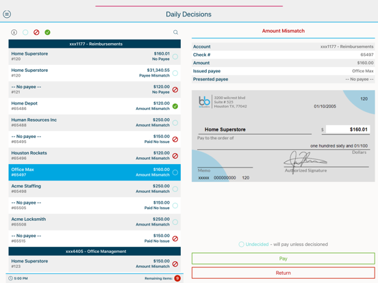 Amegy Bank Positive Pay iPad screenshot 4 - Finance app
