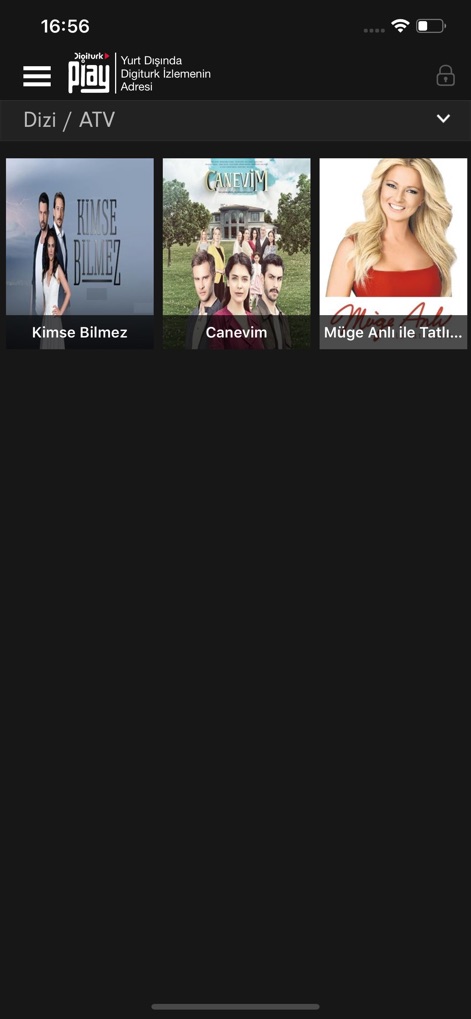 Digiturk Play Yurt Dışı - 「シリーズ」カテゴリでは、ユーザーは多様なトルコのドラマや番組を閲覧でき、視覚的に魅力的な**ポスター**とそれぞれの**タイトル**から視聴したいエピソードを簡単に選択できます。