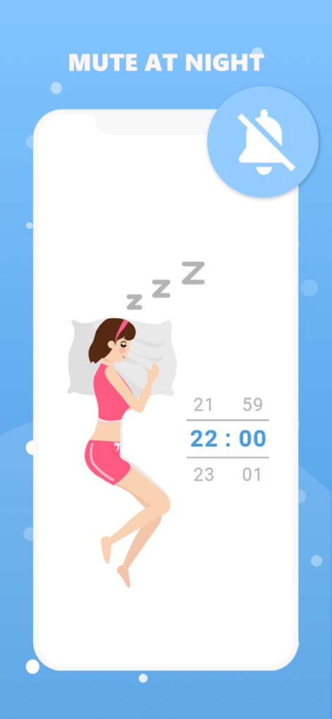 Drink water reminder - Users can conveniently configure 'Mute at night' settings, ensuring undisturbed sleep through configurable start and end times for notifications.