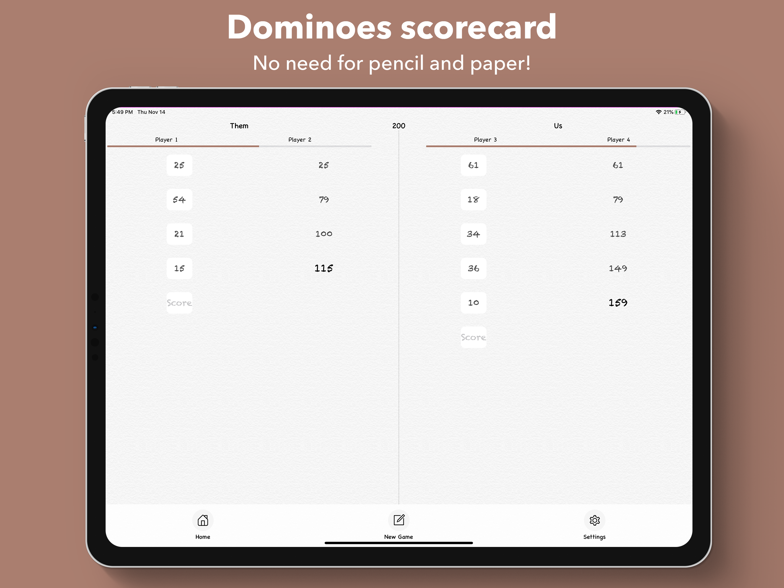 Dominoes Pad & Scorecard