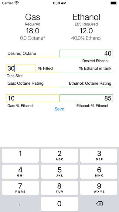 E85 Calculator App skärmdump