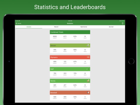 Sports Fan Quiz iPad screenshot