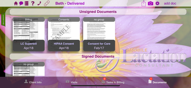 Lactation Consultant Charting Software