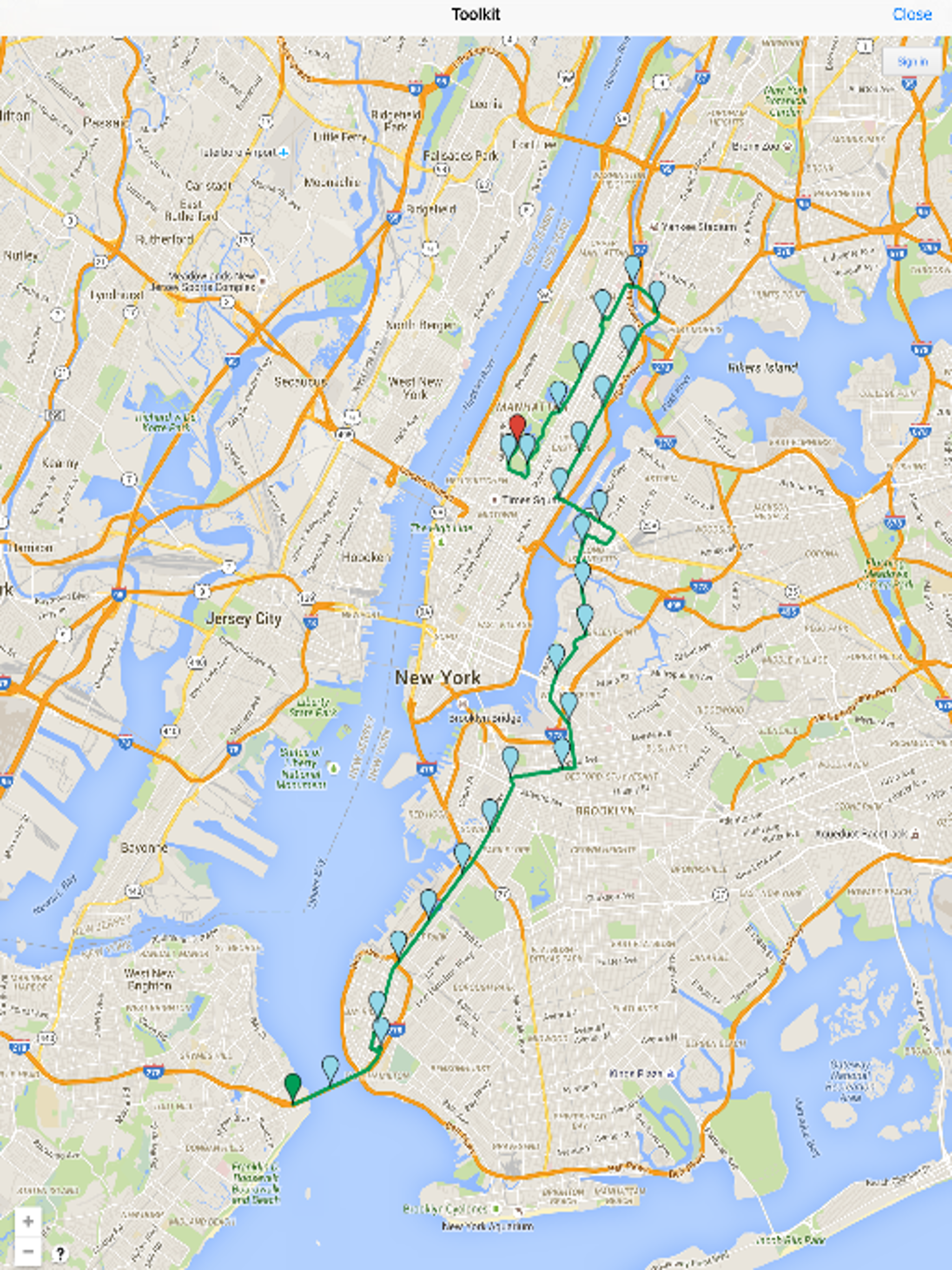 Marathon Map for New York