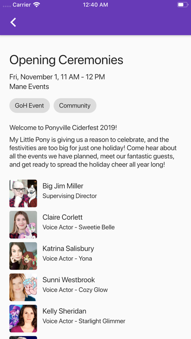 Ponyville Ciderfest Schedule screenshot 2