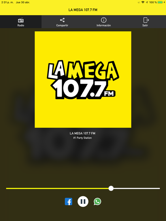 La Mega 107.7 FM iPad screenshot 1 - Entertainment app