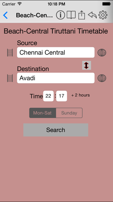 Chennai Local Train Timetable Screenshot