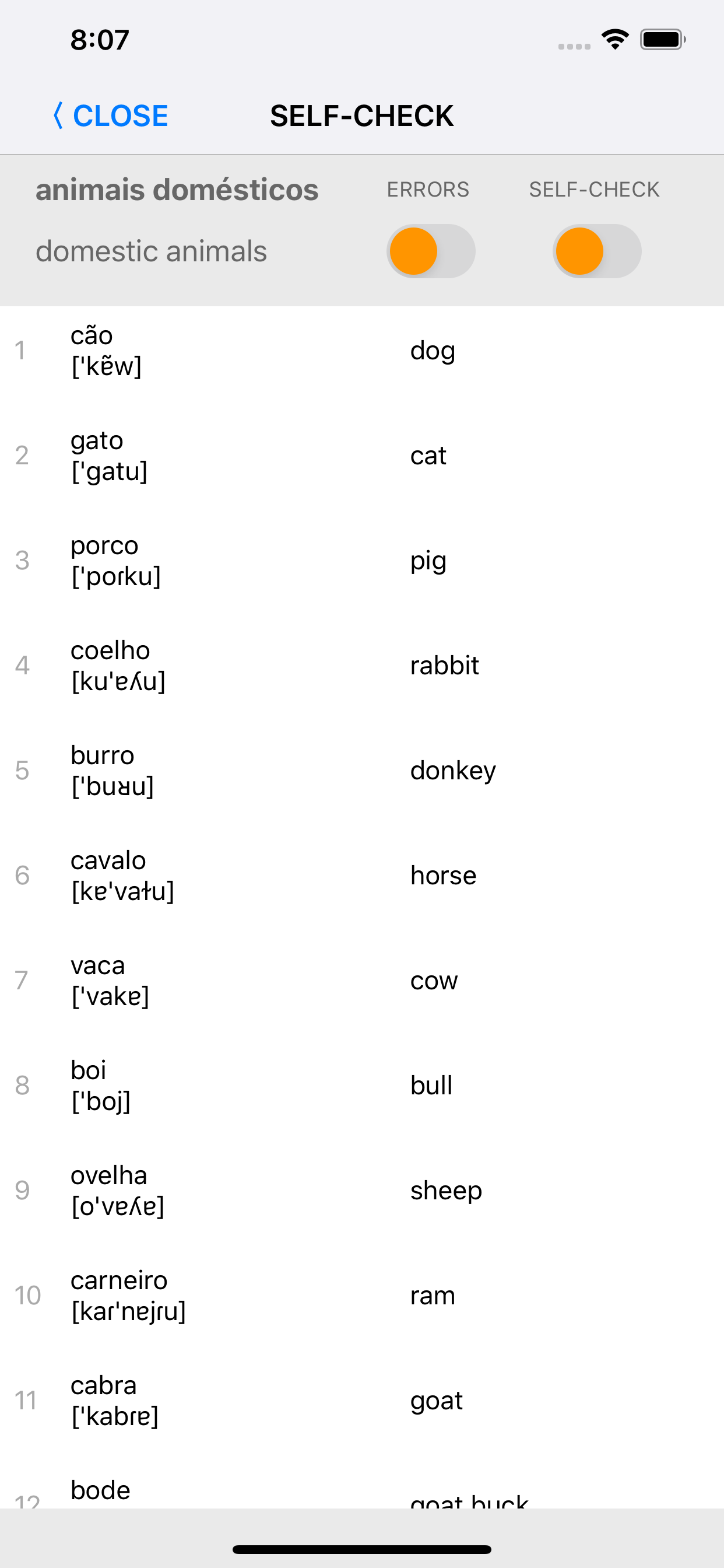Learn Portuguese words with ST