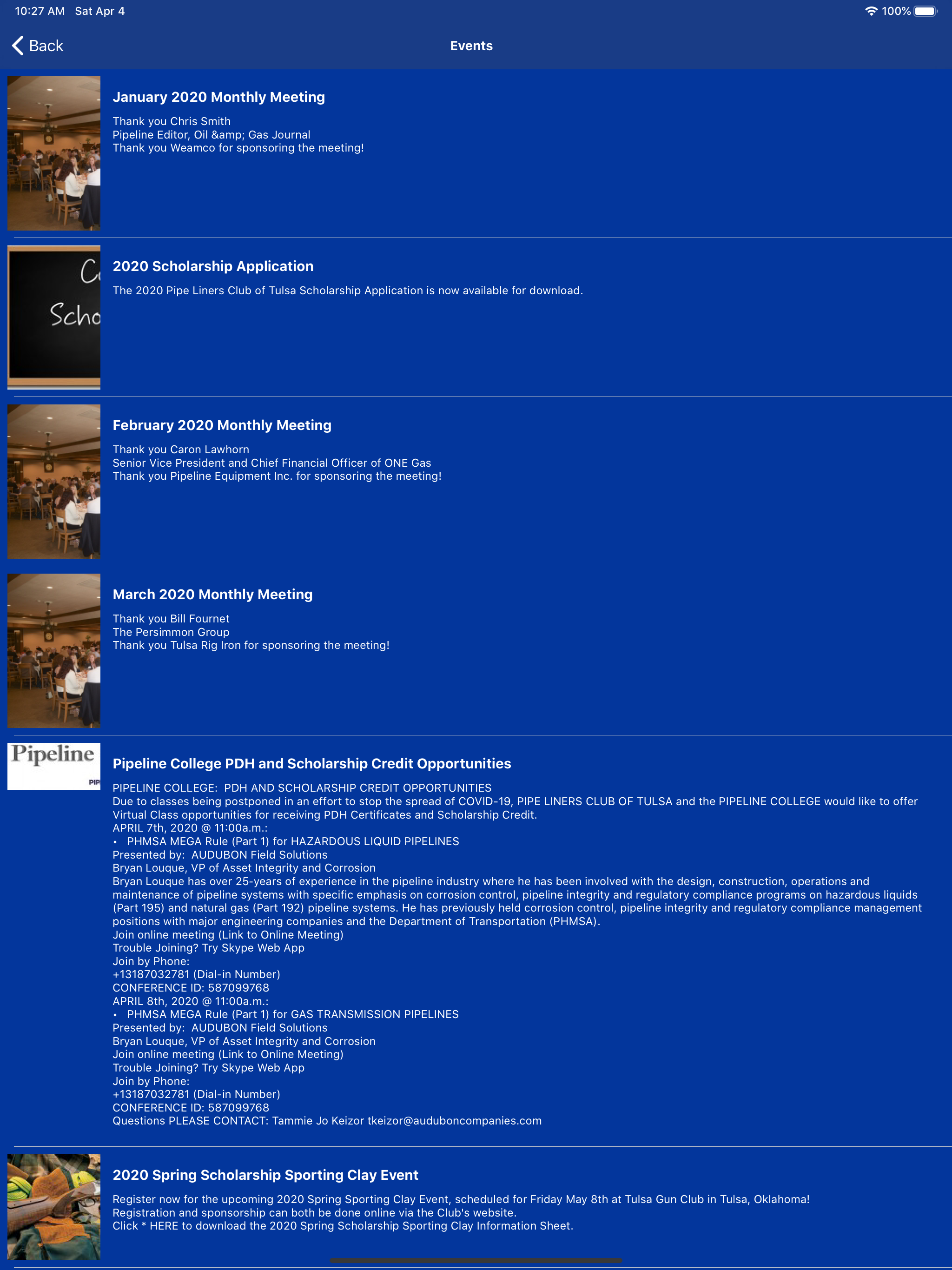 Tulsa Pipeliners Club App