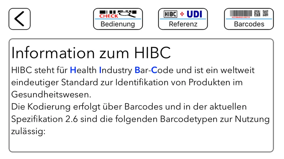 Screenshot von HIBC Check auf dem iPhone 5