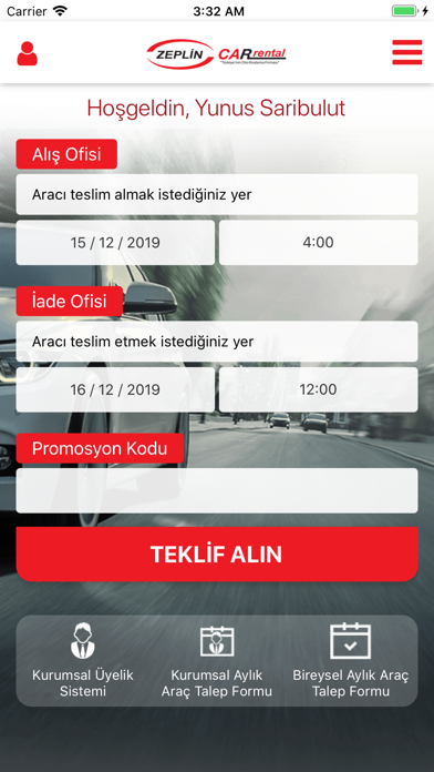 Zeplin Car Rent A Car Screenshot