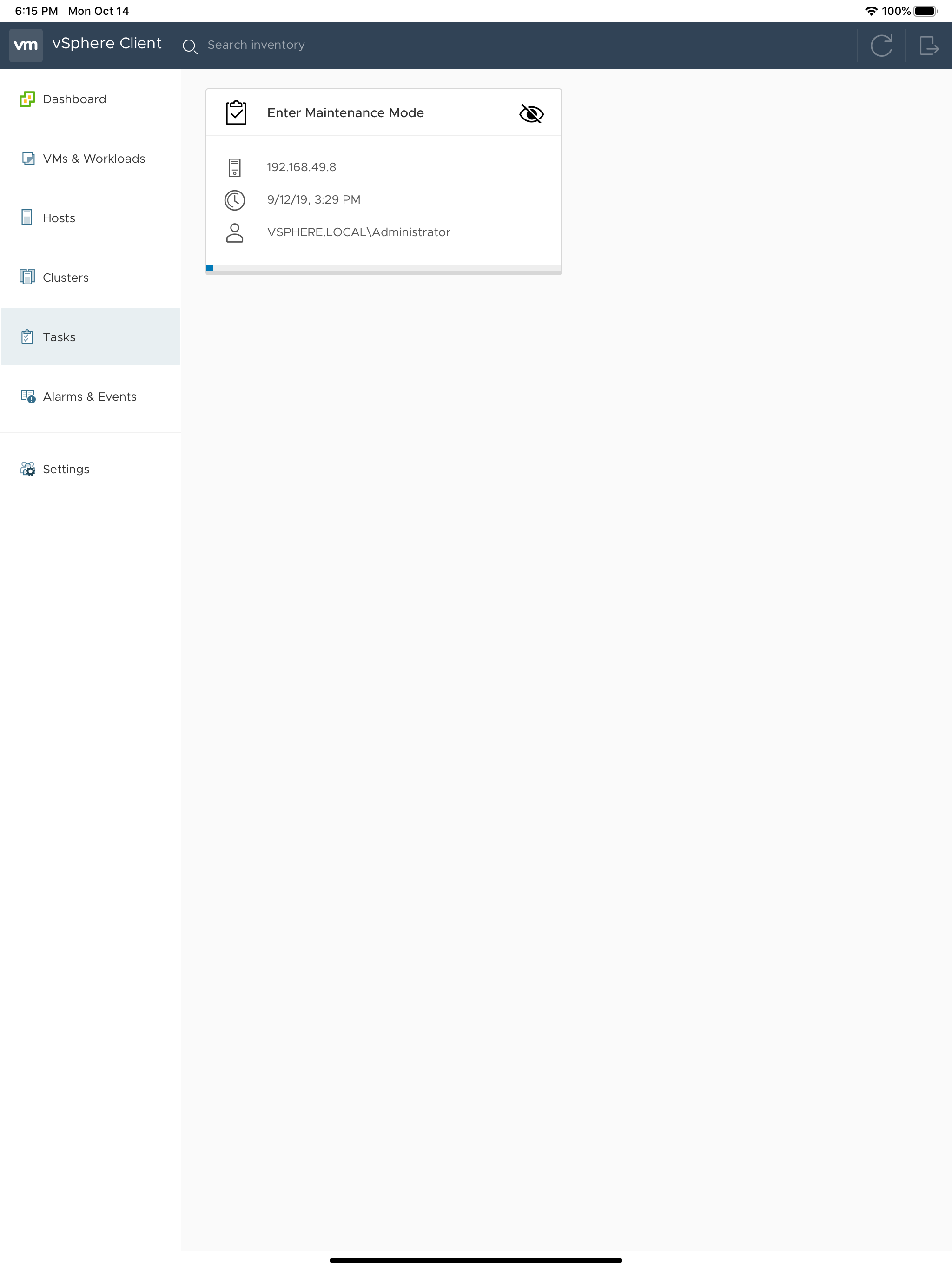 vSphere Mobile Client