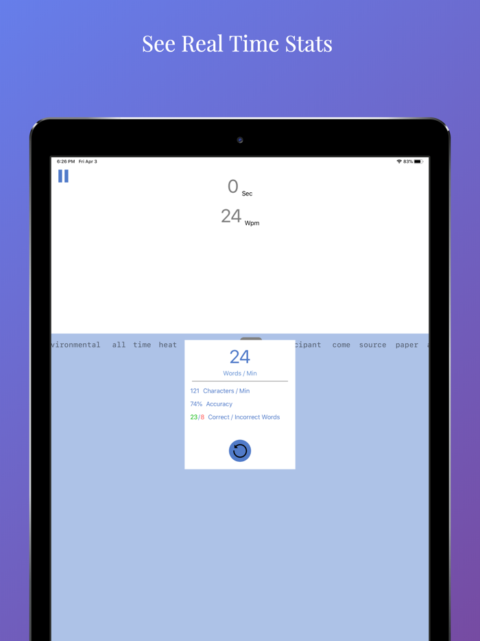Typing Test game app Keypad