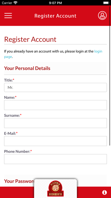 Highworth Pizzaria Screenshot