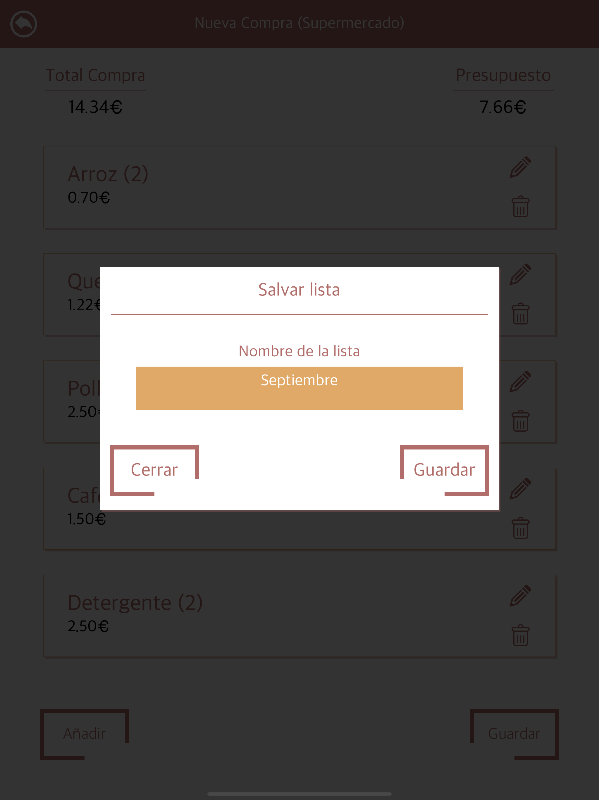 En_cesta - Easy Shopping List