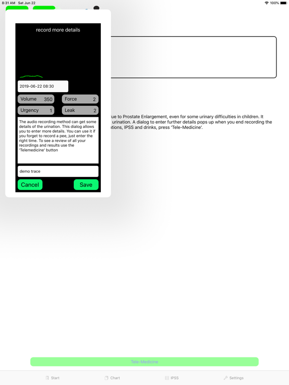 Screenshot #6 pour TeleSonoUroflow Bladder Diary