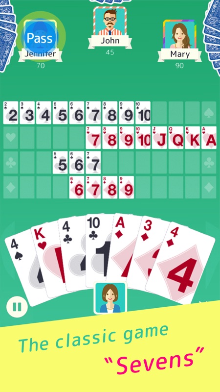 Sevens - Fun Classic Card Game screenshot 1
