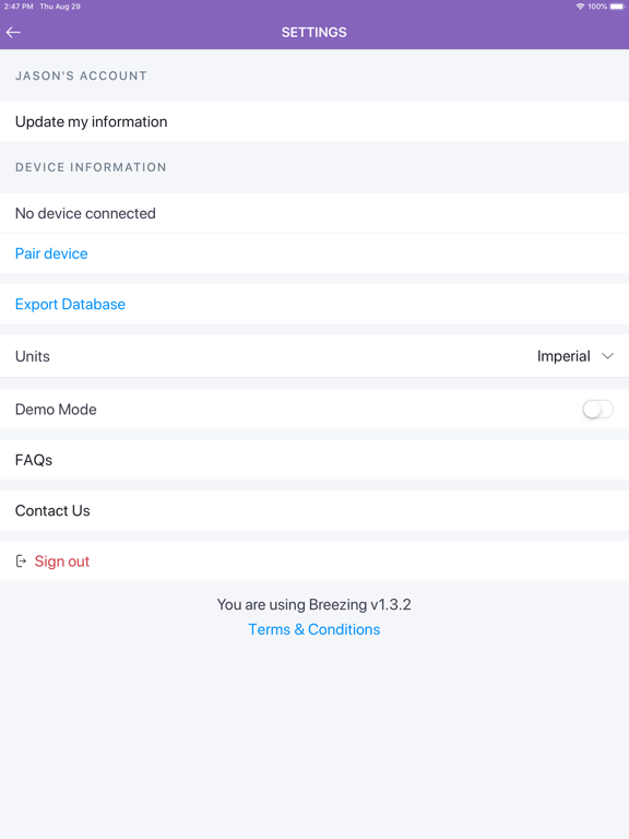 Breezing Pro iPad screenshot