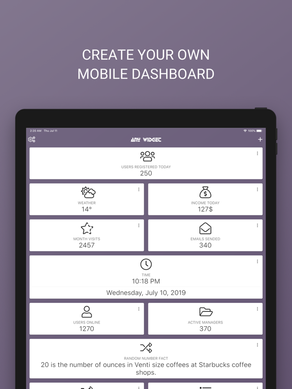 Screenshot #4 pour ANY WIDGET - mobile dashboard