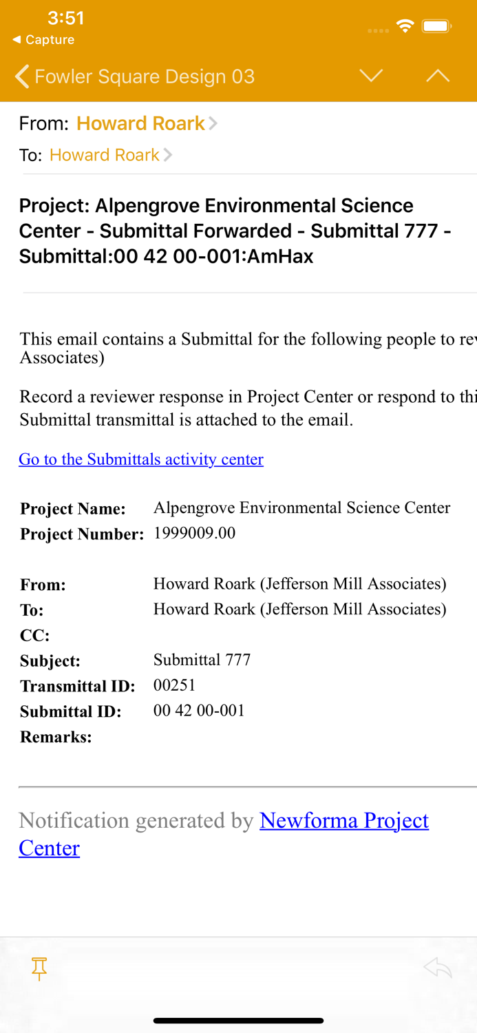 Newforma Project Email